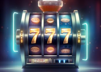 Slot machine wins the jackpot. 777 Big win concept.